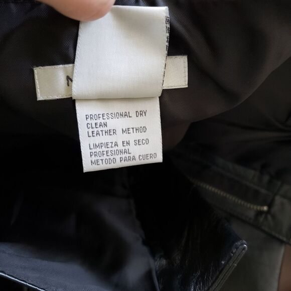 Nine West Leather Pants Lined Straight Leg Zip Fly Motorcycle Harley Women's 2 - Picture 5 of 5